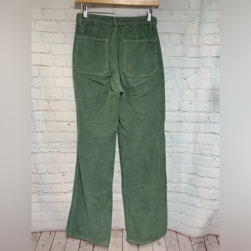 Reformation Jeans Alyssa Green Corduroy High Waisted Wide Leg Jeans Size 25 - Picture 9 of 9